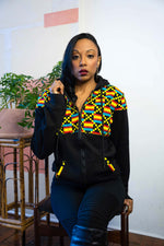 african print sweatshirt. womens zip up hoodie