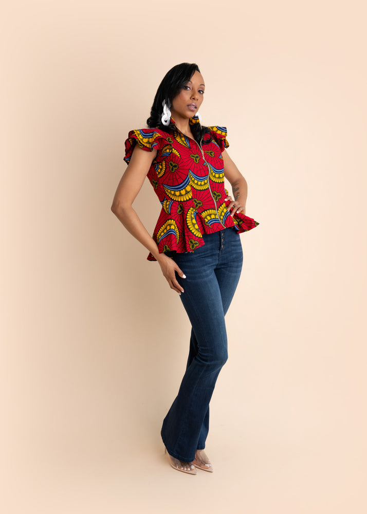 
            
                Load image into Gallery viewer, MICAELA African Print Women&amp;#39;s Top
            
        