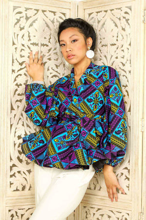 african top. Africa top. African peplum to. African print wrap top. African print pelpum blouse. African print peplum top for women.