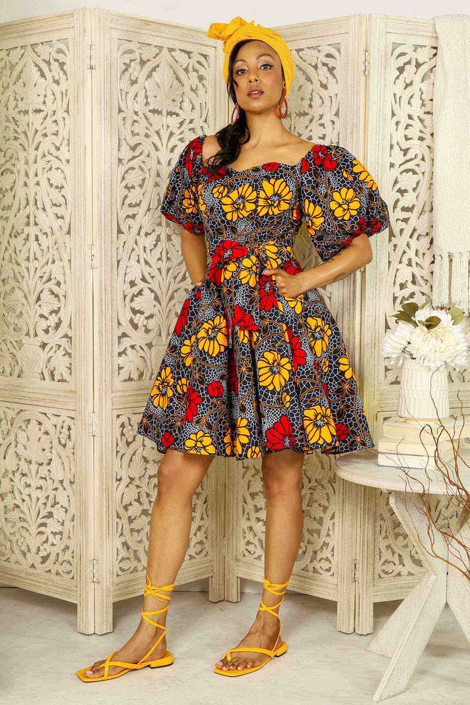 
            
                Load image into Gallery viewer, African dresses. FLoral dresses. Summer dresses for ladies. Ankara dresses for summer. Dresses for summer. Red dress for summer. Puff sleeve dresses. Mini dresses for summer. Mini dresses for pockets. Ankara dresses with pockets. Ankara puff sleeve dress
            
        