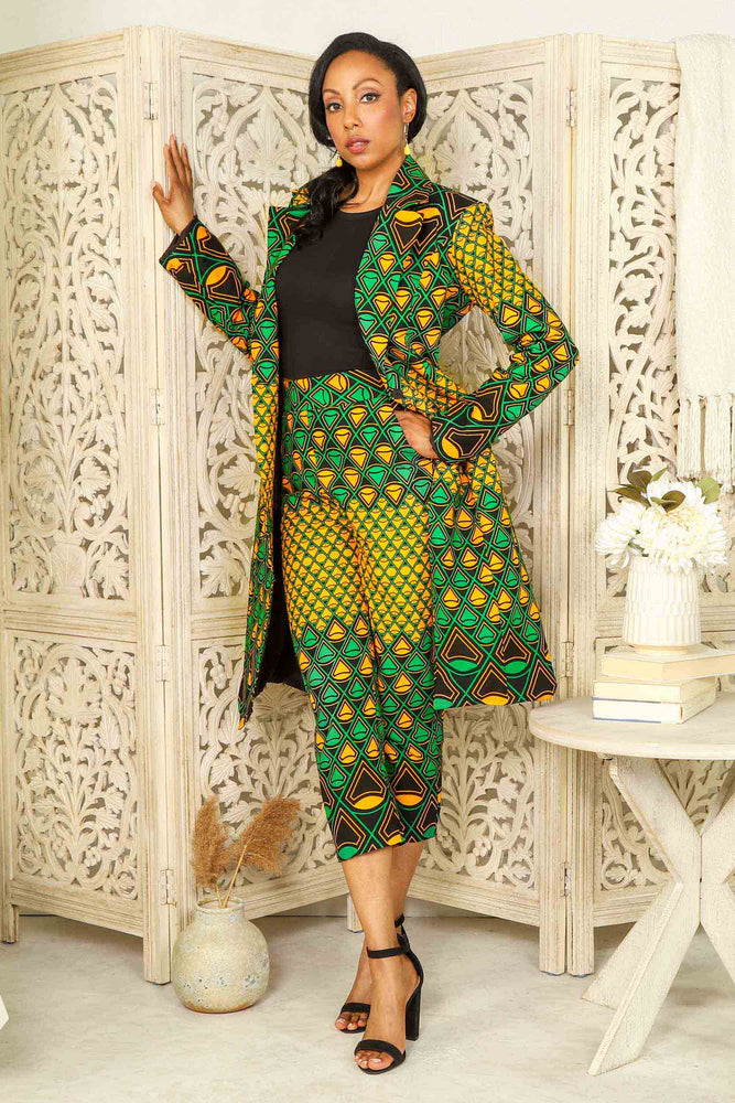 African print Long Blazer with matching pant for ladies