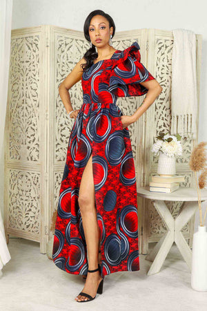 
            
                Load image into Gallery viewer, Red maxi dress for woman. African red dress. African red maxi dress.
            
        