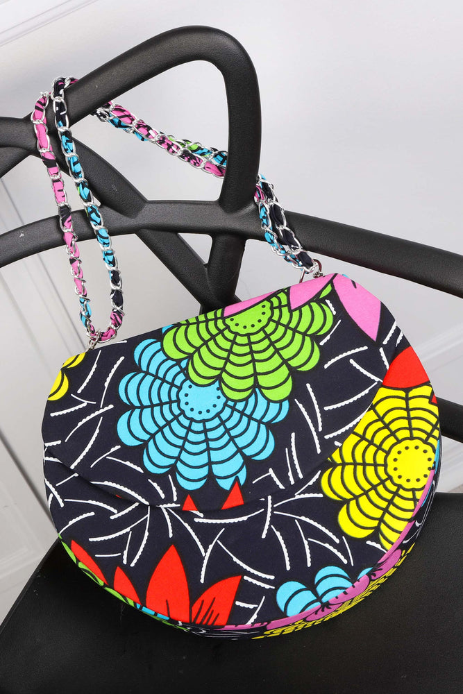 African print round handbag for women