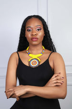 African beads necklace. yellow african necklace