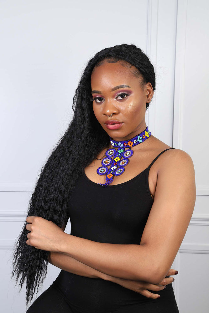 black dress with african beads Plain Black Dress With Zulu Beads