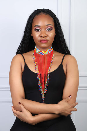 ILSA African Beads Necklace RED ILSA African Beads Necklace RED