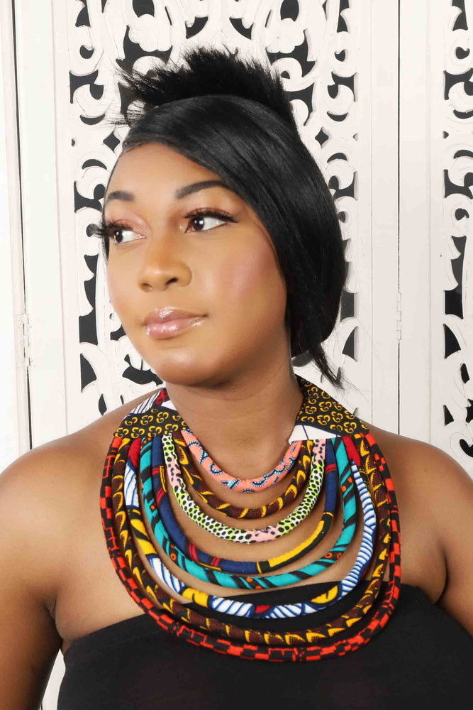African Print Layered Necklace (Multicolor Set B)