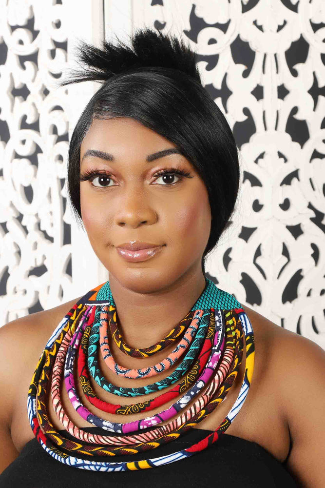 African Print Layered Necklace (Multicolor Set D)