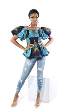 blue top for women. African top for women. african clothing