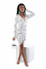 White dress. Write pencil dress. African clothing for women