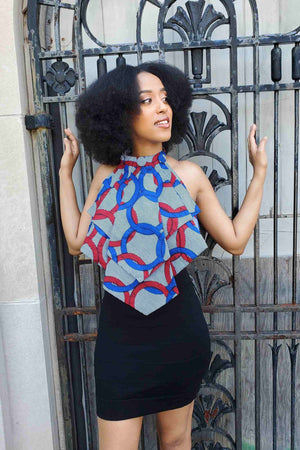 Blue and Red Cravat for women. Bowtie for women. Necktie for women. African necklace