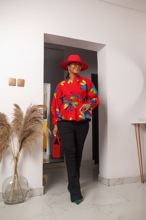 
            
                Load image into Gallery viewer, African tops. Red tops for women. African clothing for women
            
        