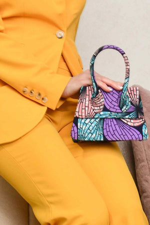 purple bag. Purple mini bag. floral mini bag. african print mini bag. luxury bag. african handbag for women. birthday gift idea.