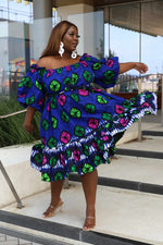 african dress. African print dress. Blue floral dress. off shoulder dresses. plus size dresses