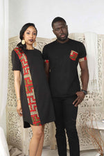black couple. COuple with matching outfit. African dresses for women. African shirt for men. African shirt for men