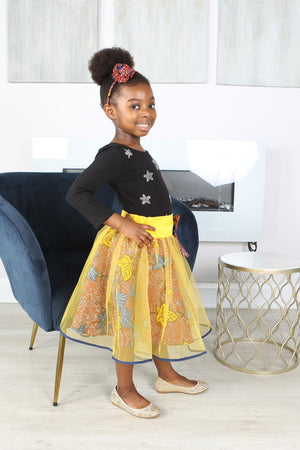 
            
                Load image into Gallery viewer, AKANI AFRICAN PRINT GIRLS&amp;#39; FLARED TULLE SKIRT - KEJEO DESIGNS
            
        