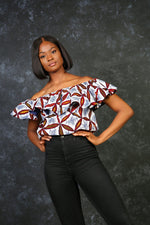 ALTEA African Print Crop Top. Summer tops for women. Women top with ruffles. African top for summer.