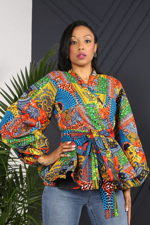 
            
                Load image into Gallery viewer, ANAYIS IV AFRICAN PRINT WOMEN&amp;#39;S BLAZER - KEJEO DESIGNS
            
        