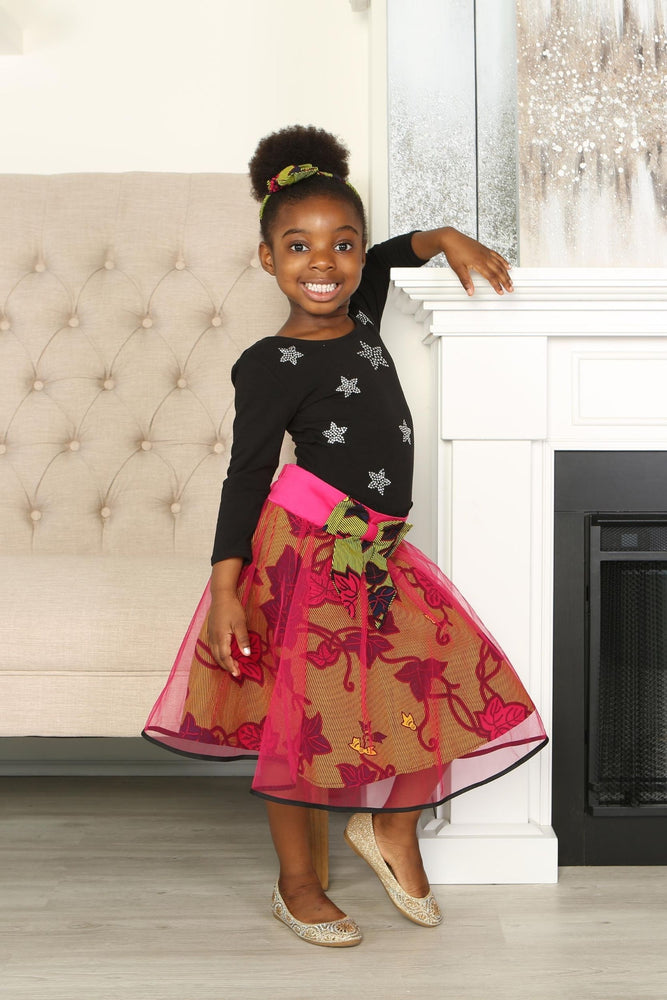 
            
                Load image into Gallery viewer, CHIMENE AFRICAN PRINT GIRLS&amp;#39; FLARED TULLE SKIRT - KEJEO DESIGNS
            
        