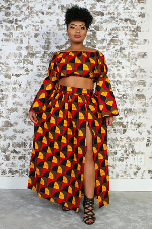 CHIZA African Print Maxi Skirt TOP KEJEO 