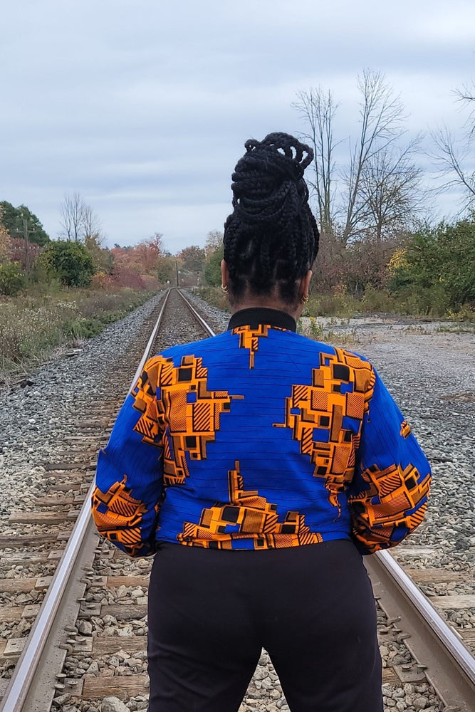 DENU-JIMBEY African Print Reversible Women's Bomber Jacket - KEJEO DESIGNS