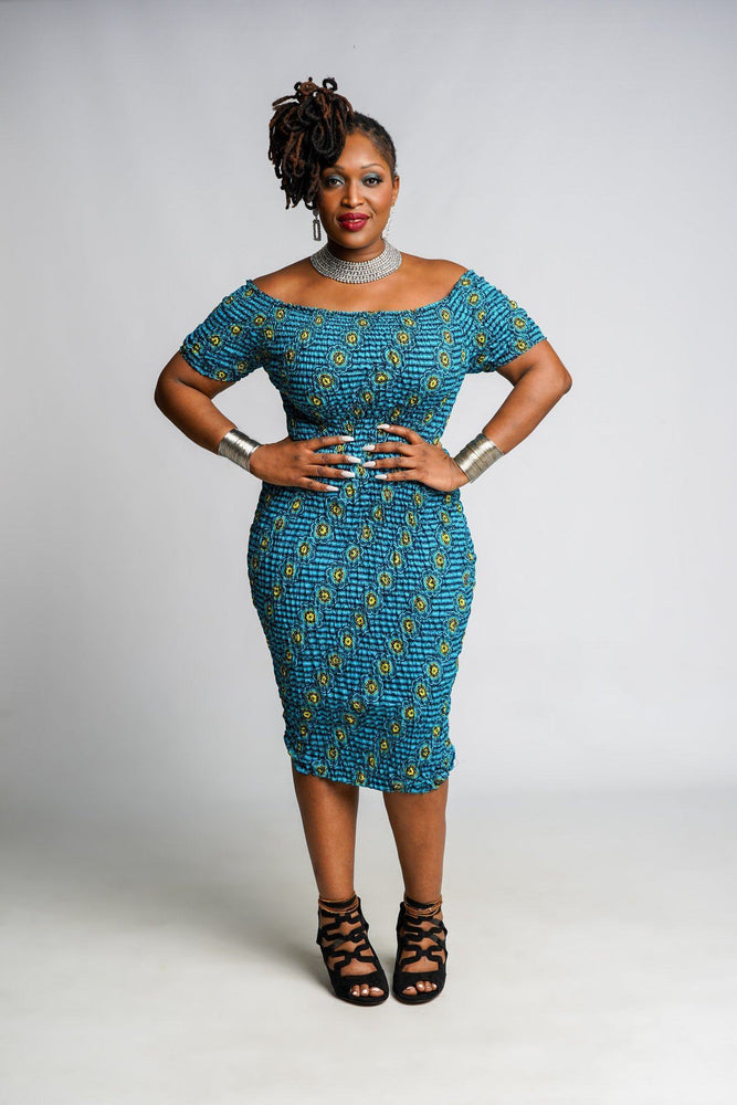 
            
                Load image into Gallery viewer, DIDI African Print Dress DRESS KEJEO PLUS SIZE (XL-3XL) Turquoise 
            
        