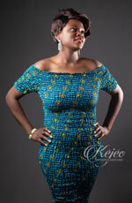 DIDI African Print Dress DRESS KEJEO REG (S-L) Turquoise 