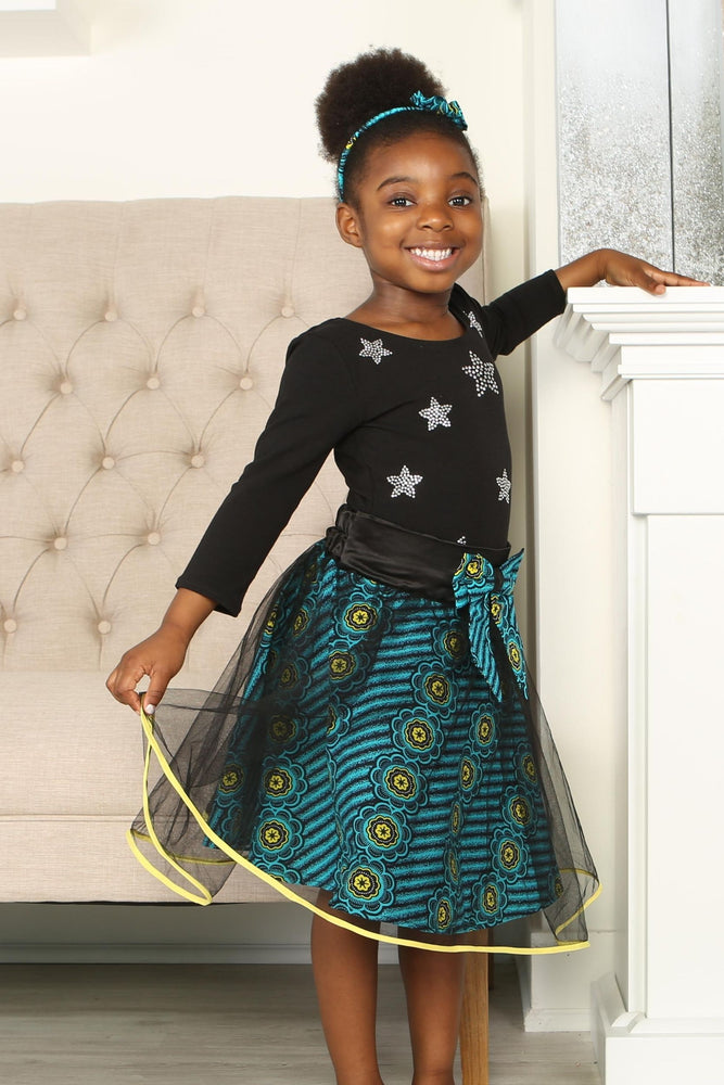 
            
                Load image into Gallery viewer, DIDI AFRICAN PRINT GIRLS&amp;#39; FLARED TULLE SKIRT - KEJEO DESIGNS
            
        