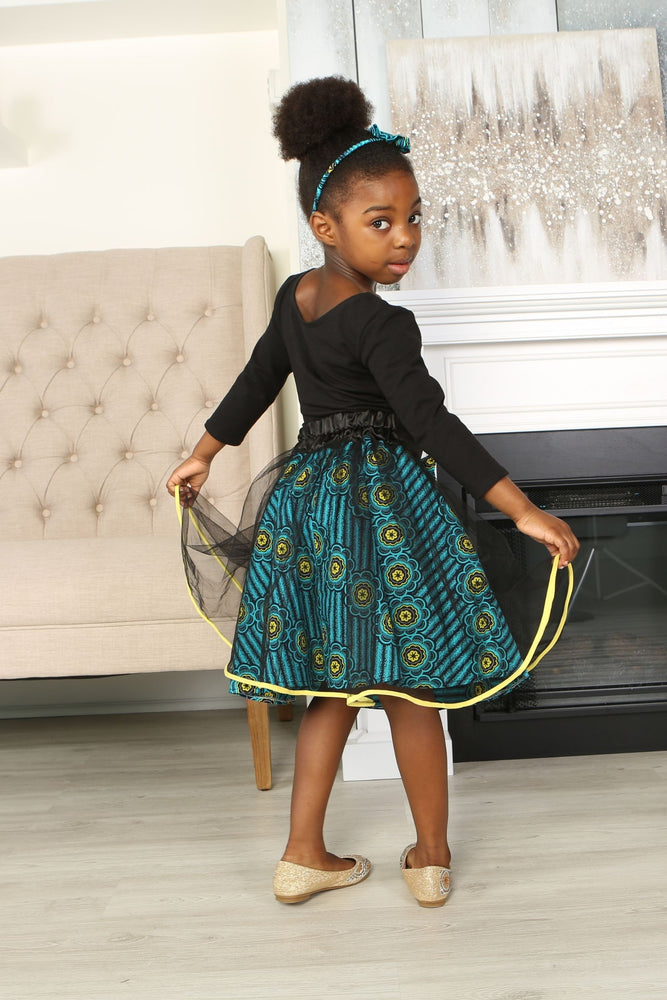 
            
                Load image into Gallery viewer, DIDI AFRICAN PRINT GIRLS&amp;#39; FLARED TULLE SKIRT - KEJEO DESIGNS
            
        
