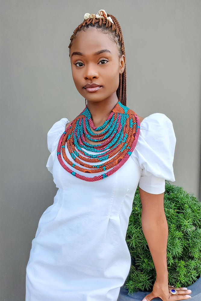 
            
                Load image into Gallery viewer, DINA African Print Layered Necklace - KEJEO DESIGNS
            
        