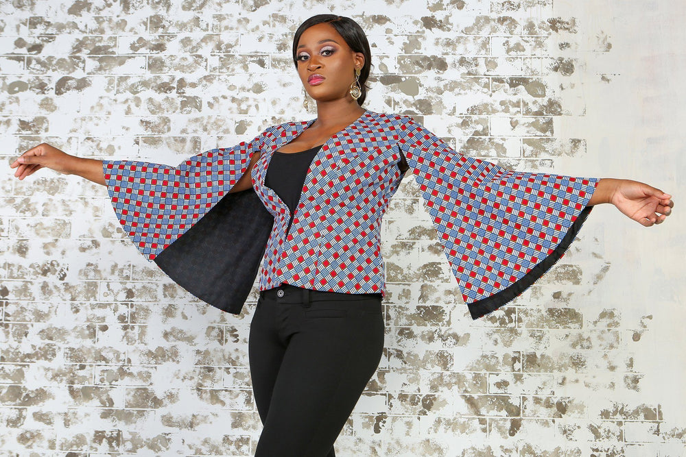 
            
                Load image into Gallery viewer, FARIA African Print Cape Blazer VEST KEJEO 
            
        