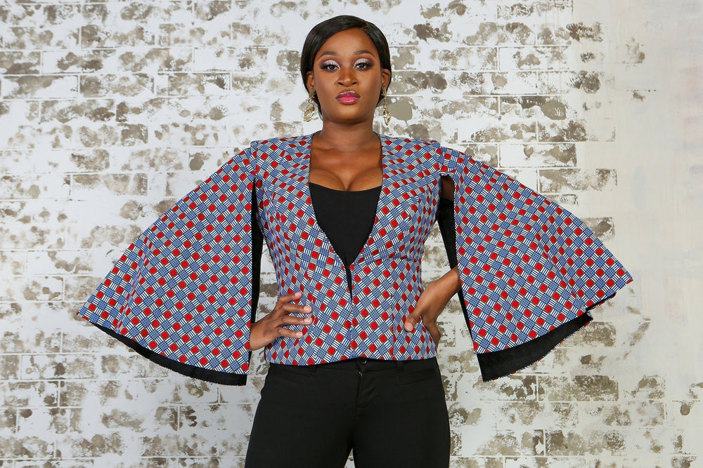 
            
                Load image into Gallery viewer, FARIA African Print Cape Blazer VEST KEJEO 
            
        