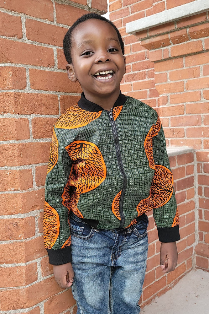 JIMBEY AFRICAN PRINT UNISEX KIDS' BOMBER JACKET - KEJEO DESIGNS