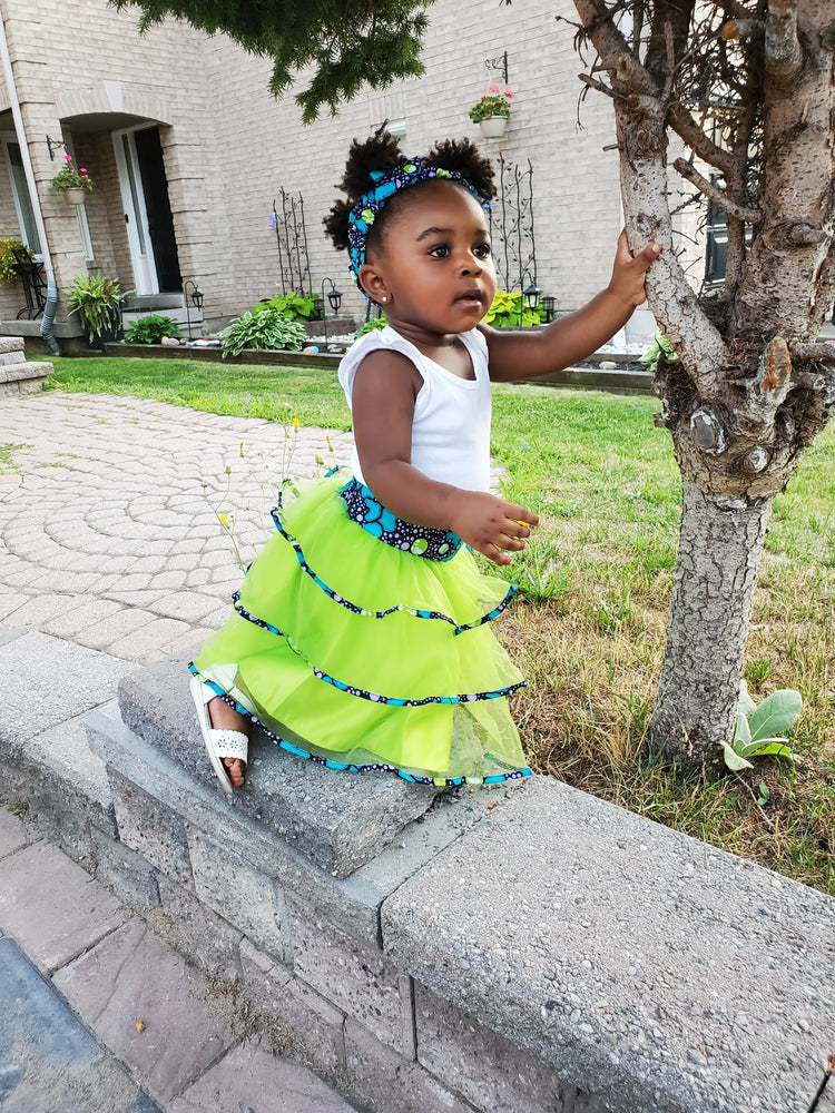 
            
                Load image into Gallery viewer, JOY AFRICAN PRINT GIRLS&amp;#39; TIERED TULLE SKIRT - KEJEO DESIGNS
            
        