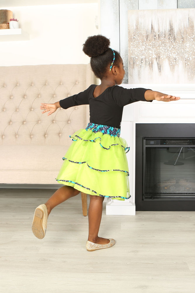 
            
                Load image into Gallery viewer, JOY AFRICAN PRINT GIRLS&amp;#39; TIERED TULLE SKIRT - KEJEO DESIGNS
            
        