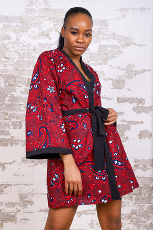 
            
                Load image into Gallery viewer, MEDETI AFRICAN PRINT KIMONO WOMEN&amp;#39;S DRESS/TOP - KEJEO DESIGNS
            
        
