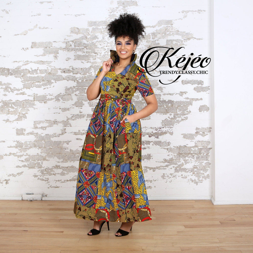 
            
                Load image into Gallery viewer, SANSSAN African Print Dress DRESS KEJEO 
            
        
