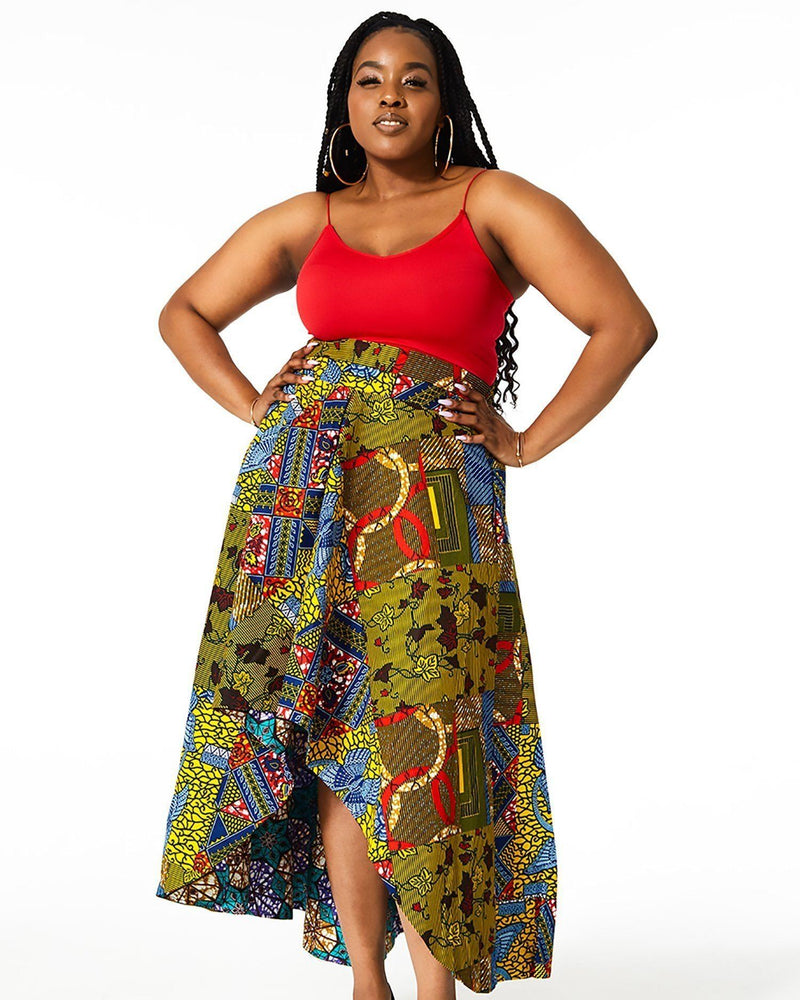 SANSSAN African Print Hi-Low Skirt SKIRT KEJEO 