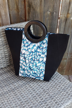 
            
                Load image into Gallery viewer, SIMA AFRICAN PRINT BAG (LIGHT BLUE/BLACK/WHITE) - KEJEO DESIGNS
            
        
