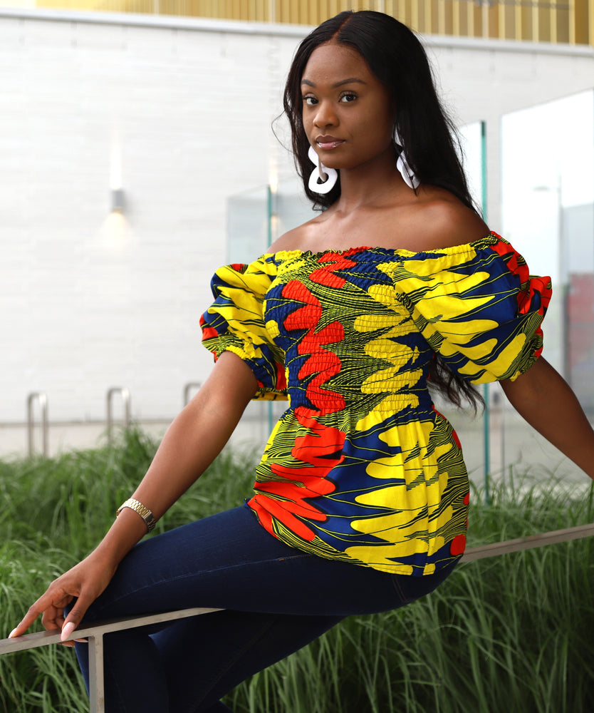 
            
                Load image into Gallery viewer, African clothing for women. African top for women. Yellow top for women
            
        
